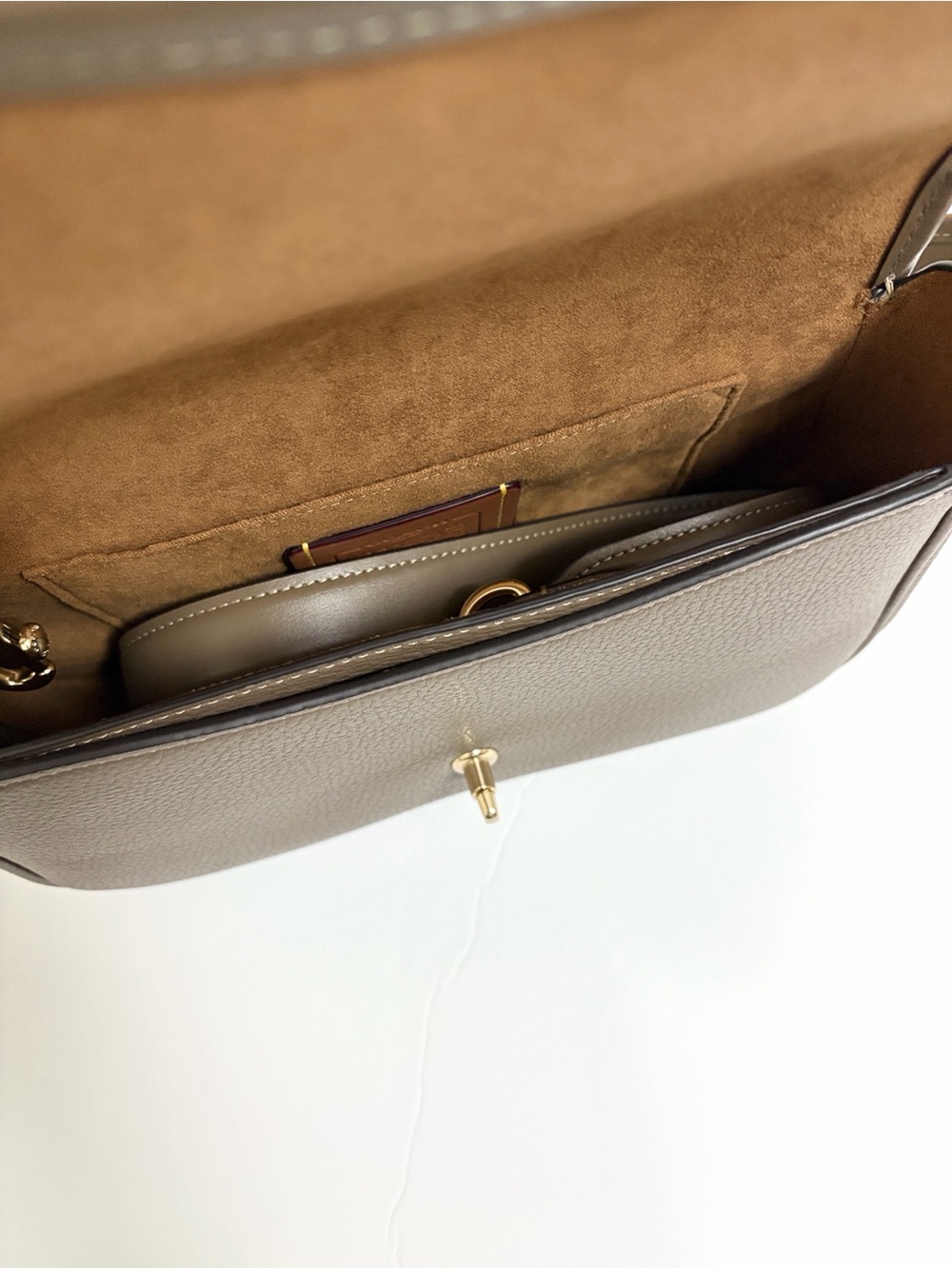 NWT Coach Hadley Pebble Leather Shoulder Bag in Dark Stone with Gold Hardware. - Picture 7 of 11